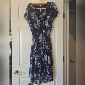 Floral V-Neck High Low Dress